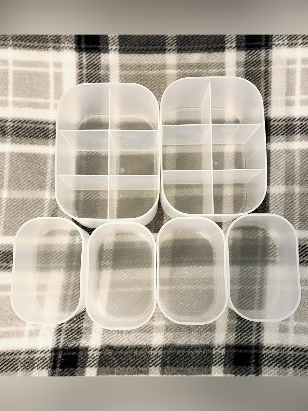 Daiso Frosted Clear Plastic Durable Stationary Stackable Organizer Containers